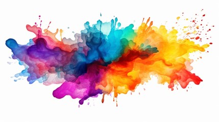 Fototapeta premium Abstract colorful multicolored colors painting illustration - watercolor splashes or stain, isolated on transparent background