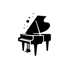 Black Vector Silhouette of a Piano, Symbol of Musical Grace and Mastery- Piano Illustration- Piano vector stock © Wolfe 
