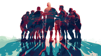 Digital composite image of team of rugby players 