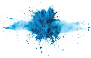 blue color powder pulver explosion isolated on white or transparent png
