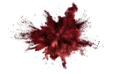 maroon color powder pulver explosion isolated on white or transparent png