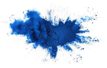 indigo blue color powder pulver explosion isolated on white or transparent png