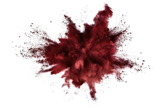 maroon color powder pulver explosion isolated on white or transparent png