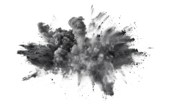 grey color powder pulver explosion isolated on white or transparent png