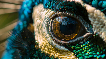 Close up of eye of peacock
