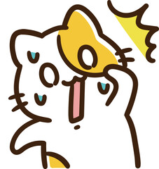 びっくり衝撃を受けるかわいいねこのキャラクターのコミカルなイラスト