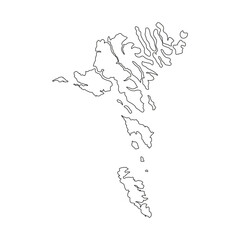 Vector isolated simplified illustration icon with black silhouette of Faroe Islands map. White background