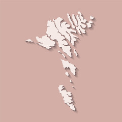Vector isolated simplified illustration icon with beige silhouette of Faroe Islands map. Brown background