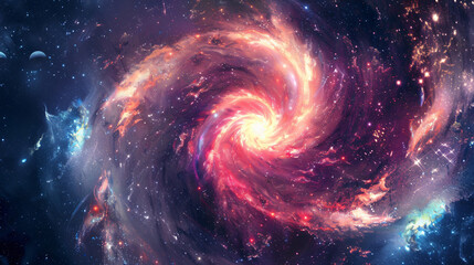 Colorful abstract spiral galaxy in space