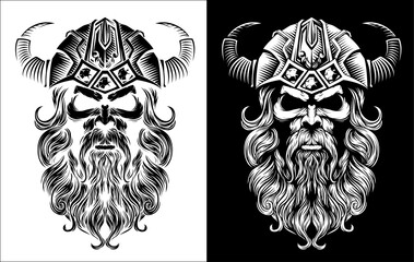 Viking Warrior Man Strong Mascot Face in Helmet