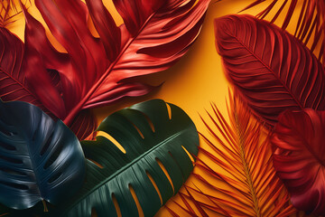 Minimalist tropical palm leaves design, perfect for adding a touch of summer to any background. - 786991166