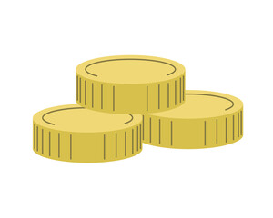 A composition of three golden coins or or playing tokens. Vector illustration