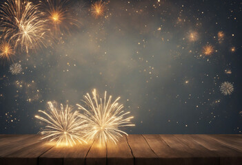 Festive dark background with fireworks. New year, birthday, other holidays celebration wall paper
