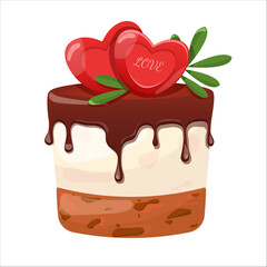 Cake with chocolate and berries