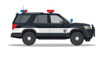 Police vehicle. Flat style illustration. EPS 10 vector - obrazy, fototapety, plakaty
