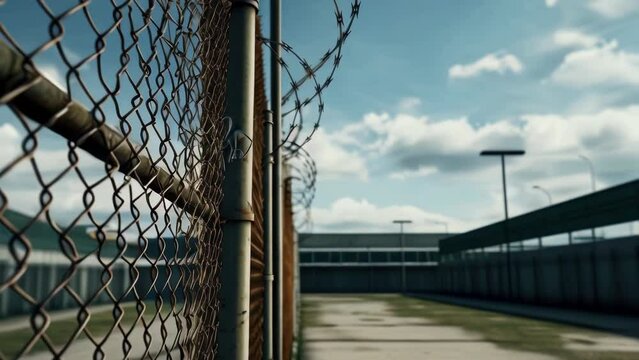 A chain link fence with barbed wire, suitable for security concepts.