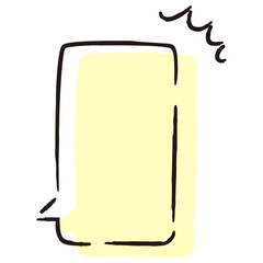 びっくり・衝撃・強調のマークがついたシンプルな手描きふきだし（カラー・単体・縦書き）