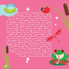 Maze game Labyrinth Pond vector illustration. Colorful puzzle for kids - 786992518