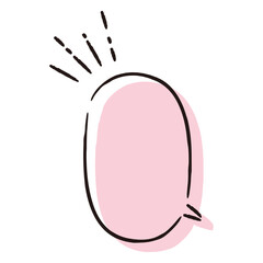 チェックマークの付いたシンプルな手描き吹き出し（カラー・単体・縦書き）