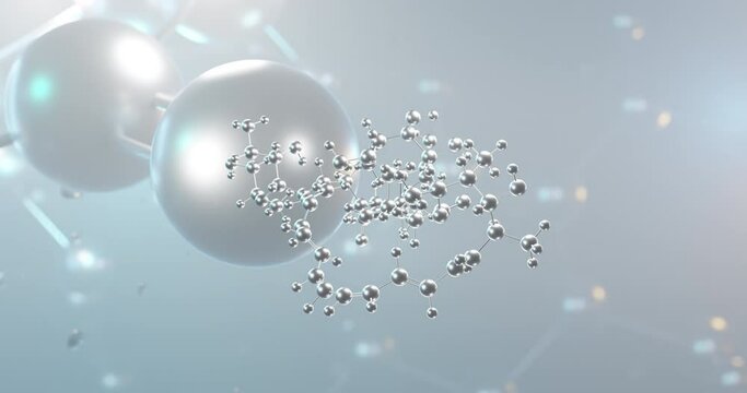 Amphotericin B rotating 3d molecule, molecular structure of antifungal medication, seamless video