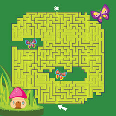 Maze game Labyrinth Garden vector illustration. Colorful puzzle for kids