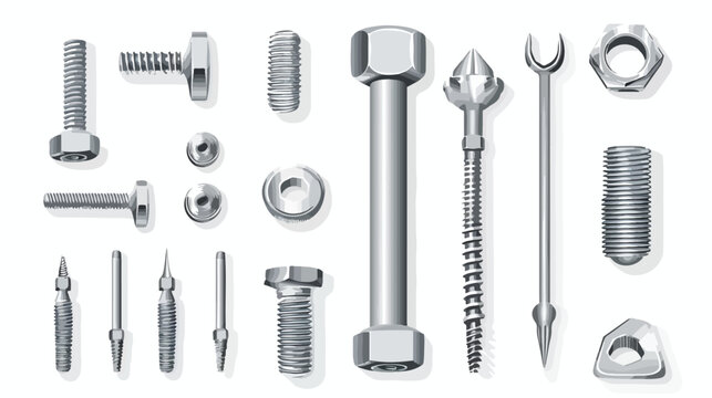 Realistic 3d screws nuts bolts rivets and nails 