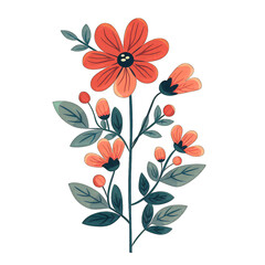 Brazilian Button Flower: Minimalistic Flat Vector Illustration in Cute Style on White Background