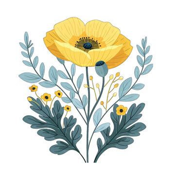 Celadine Poppy: Minimalistic Flat Vector Illustration in Simple, Cute Style on White Background - Adobe Stock Upload