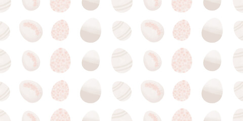 Cute illustration with colorful Easter eggs with watercolor texture, spring banner