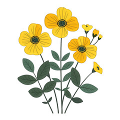 Minimalist flat vector illustration of a Cinquefoil in a cute style on white background - perfect for design projects and creative presentations! - obrazy, fototapety, plakaty