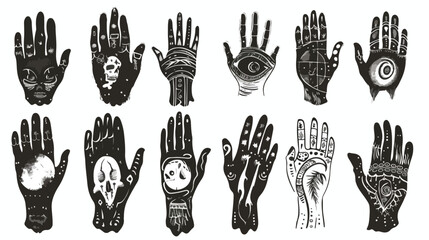 Hand drawn palmistry vector illustration Vector illustration