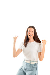 woman is very happy. isolated