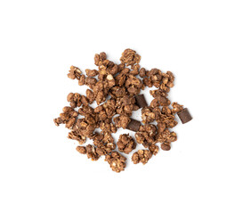 Chocolate Granola Pile Isolated, Cocoa Muesli Breakfast, Crunchy Cereals, Oatmeal Muesli