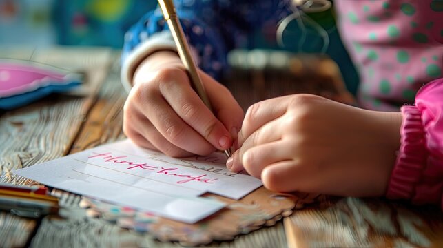hands writing a heartfelt thank-you note to a teacher on Teachers' Day