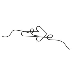 Continuous line drawing of arrow. One line direction concept. Minimalist style. Vector illustration. EPS 10.