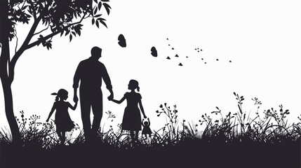 Family silhouettes in nature. Vector work. flat vector