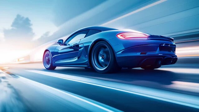 High-Speed Blue Streak: The Essence of Velocity. Concept Speeding locomotives, Powerful performance cars, Swirling roller coasters, Racing athletes