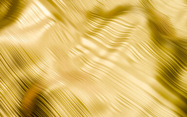 The golden cloth flowed and had a striped pattern. Alternating gold stripes. The fabric resembles shiny silk. For use as a background or Background. 3D Rendering