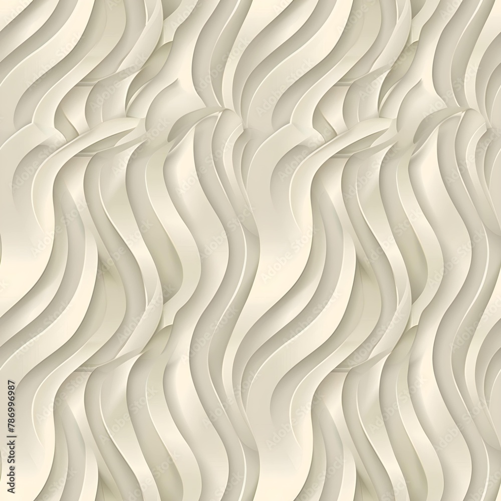 Wall mural Vector geometric diagonal fabric waves seamless texture. Cream colour background.