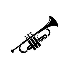 Black Vector Silhouette of a Trumpet, Symbolizing Vibrant Musical Brilliance and Soulful Jazz- trumpet Illustration- trumpet vector stock 