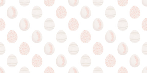 Cute illustration with colorful Easter eggs with watercolor texture, spring banner