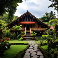 Fototapeta premium Traditional oriental house, elegant and stylish house