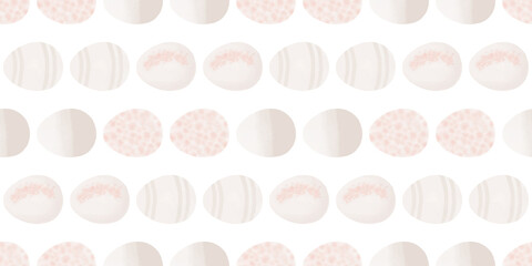 Cute illustration with colorful Easter eggs with watercolor texture, spring banner