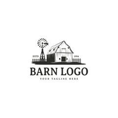 Vintage barn logo design wood build and house farm icon vector illustration