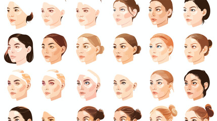 Set of different woman face types Female face shapes.