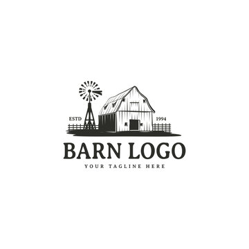 Vintage barn logo design wood build and house farm icon vector illustration