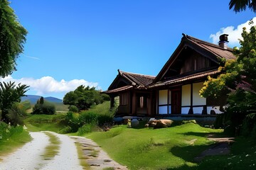 Fototapeta premium Traditional oriental house, elegant and stylish house
