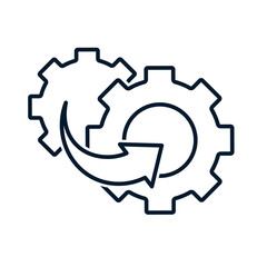 Process integration concept. Vector linear icon isolated on white background.