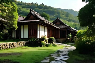 Obraz premium Traditional oriental house, elegant and stylish house