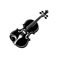 Fototapeta na wymiar Black Vector Silhouette of a Violin, Emblem of Classical Elegance and Melodic Beauty- Violin Illustration- violin vector stock.